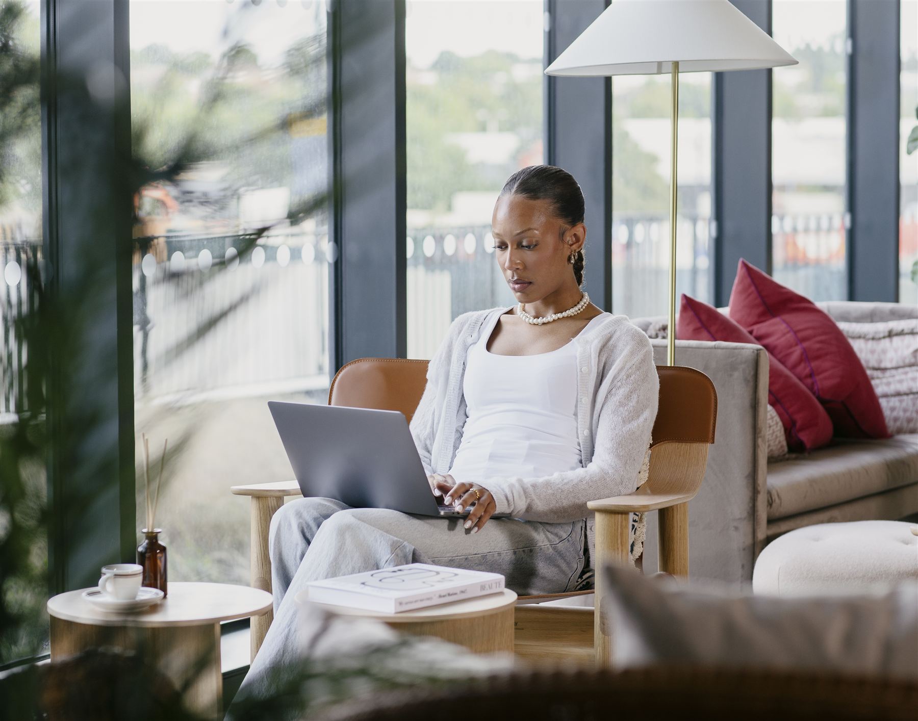 An ARK resident working from a lounge space